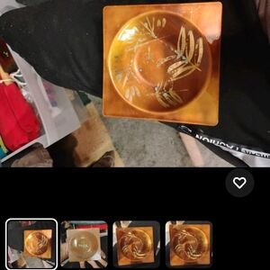 Ed Winter.: Vintage Orange Decorative Plate with Floral Design